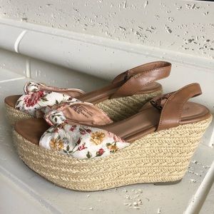 Floral Wedges with Ankle Strap